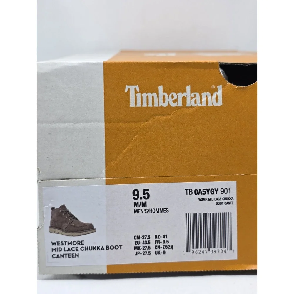Timberland Size 9.5 Mens Westmore Mid Lace Moc-Toe Chukka Boots Canteen New